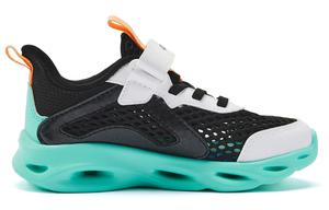 Амортизирующие износостойкие низкие детские кроссовки для бега черно-зеленые QIAODAN для детей 3-7 лет