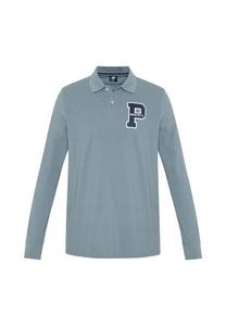 Поло с длинными рукавами и лейблом POLO SYLT, цвет 18-4215 Blue Mirage