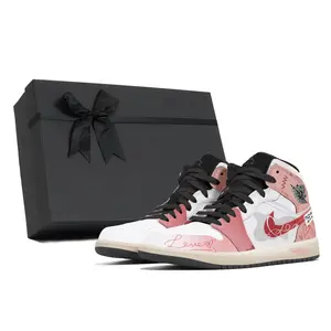 Jordan Air 1 устойчивые к истиранию кроссовки Mid Top Vintage баскетбольные Unisex Pink