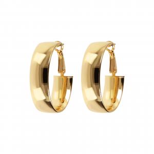 Autentica - серьги-кольца овальной формы с омега-подвеской 1-1/4 дюйма Autentica, желтый