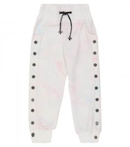 Тай-дай хлопковые спортивные штаны Balmain Kids, 100mc-Bianco/Multicolor