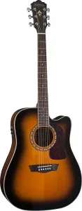 Акустическая электро-гитара Washburn D10SCE Heritage 10 серии Dreadnought с вырезом. Цвет Tobacco Burst