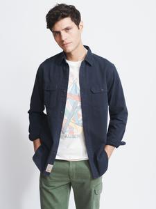 Рубашка из хлопкового твила Aubin Normanby, темно-синяя