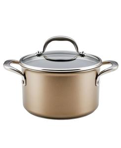 Кастрюля Ascend из анодированного алюминия с антипригарным покрытием, объемом 4 кварты (около 1,8 литра), с крышкой Anolon, цвет bronze