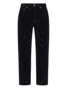 Бархатные брюки с принтом зебры Roberto Cavalli, черный