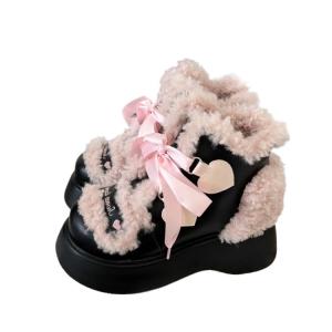 LIANGHUO Черные женские короткие ботинки Мартин высотой 5 см, цвет Black