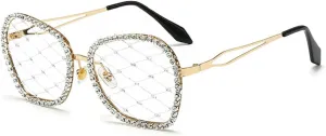 Женские солнцезащитные очки Melrose со стразами, модные, без линз, квадратные, с бриллиантами, сексуальные, для вечеринок, модель 1169, White
