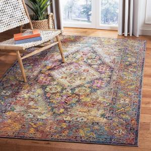 Ковер SAFAVIEH, 214 x 214 см, Crystal Collection, Navy & Light Blue, медальонный состаренный дизайн, без линьки и простой в уходе, идеален для помещений с высокой проходимостью в гостиной, спальне (CRS507H)