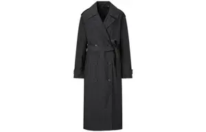 Двубортный тренч Uniqlo, 09 черный