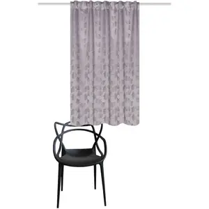 Штора GINGKO с мультифункциональной лентой, 1 шт., затемняющая, жаккардовый узор с мотивом листа гинкго, 100% затемнение Home Wohnideen, серый