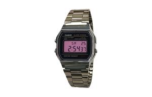 CASIO Мужские часы Retrofit Series с кварцевым механизмом, стальной браслет, черный циферблат