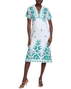 Платье с воротником-хенли от Johnny Was Johnny Was, белый