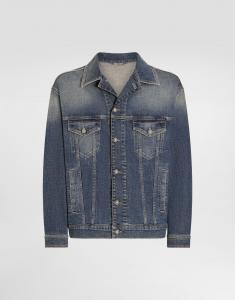 Джинсовая куртка из эластичного денима светло-голубой стирки Dolce & Gabbana, мультиколор