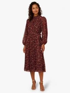 Платье миди из цветочного шифона Adrianna Papell, Black/Multi