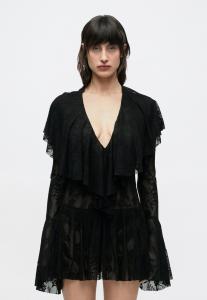 Платье Norma Kamali LONG SLEEVE DEEP V RUFFLE MINI DRESS, Black