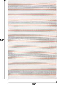 SAFAVIEH Montauk Collection ковер, 153 x 244 см, красный и бежевый, ручной работы полосатый хлопок, идеален для помещений с высокой проходимостью в гостиной, спальне (MTK536Q)