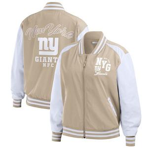 Женская бежевая бомбер new york giants с тонированной молнией Wear By Erin Andrews