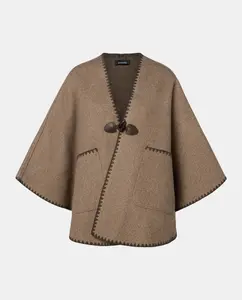 Пальто с окантовкой и строчкой Tintoretto, серо-зеленый