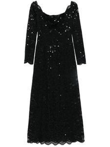 Кружевное платье макси с пайетками Rabanne, черный