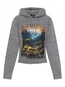 Толстовка с капюшоном DSQUARED2 с ландшафтным принтом, серый