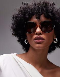 Солнцезащитные очки Topshop Corfu большие круглые в коричневом омбре