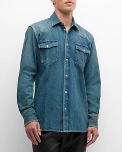 Мужская джинсовая рубашка Journey Dirty Wash Golden Goose, цвет Blue