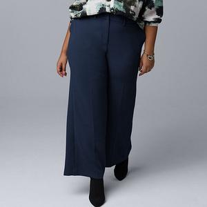 Plus size брюки широкого кроя из люксового крепа Simply Vera Vera Wang, Liberty Navy