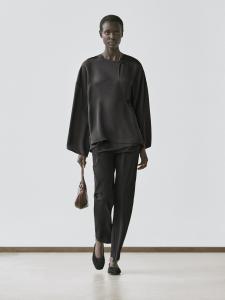 Летящая рубашка с запахом Massimo Dutti, black