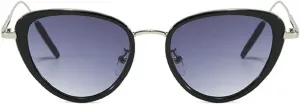 Женские солнцезащитные очки Melrose Vintage Cat Eye 2024: стильные градиентные оттенки, модные ретро-очки класса люкс, Black Silver