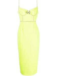 Self-Portrait платье миди со стразами, желтый