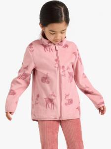 Детская флисовая кофта с молнией и принтом цветов и оленей Lindex, Dusty Pink