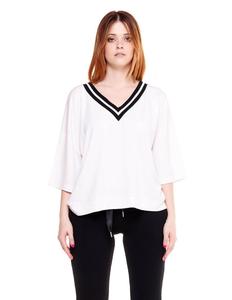 LEONE 1947 APPAREL Черно-белая женская толстовка с V-образным вырезом