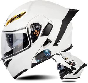 Шлем мотоциклетный Dirertys Bluetooth, белый / золотой