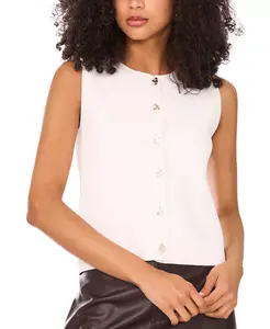 Женский свитер без рукавов с круглым вырезом и пуговицами Vince Camuto, белый