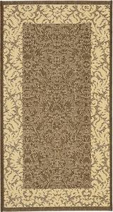 Ковер SAFAVIEH, 61 x 110 см, Courtyard Collection, Chocolate & Natural, без ворса и простой в уходе, для помещений и улицы, моющийся — идеально для патио, заднего двора, прихожей (CY2727-3409)