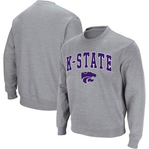 Мужской свитшот с круглым вырезом с круглым вырезом и логотипом Heather Grey Kansas State Wildcats Colosseum