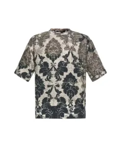 Футболка с принтом «Броккато» черно-белая Roberto Cavalli, мультиколор