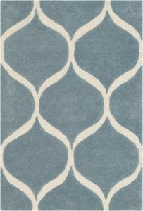 Ковер SAFAVIEH, 61 x 92 см, Cambridge Collection, Light Blue & Ivory, ручной работы марокканский узор Ogee из шерсти, идеально для помещений с высокой проходимостью: прихожая, гостиная, спальня (CAM730B)