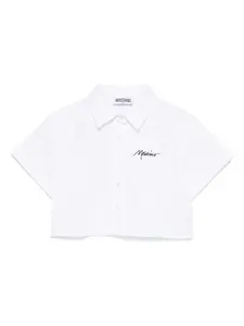 Рубашка с вышитым логотипом Moschino Kids, белый