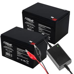 Xtreme, 2 гелевых аккумулятора 12В 12Ач с зарядным устройством