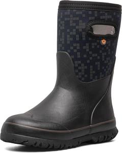 Детские водонепроницаемые резиновые сапоги BOGS Grasp - с утеплителем для зимы, снега и грязи, с удобными ручками для надевания для малышей, мальчиков и девочек, защита в любую погоду, черный
