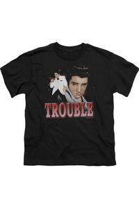 Футболка с коротким рукавом для детей "Elvis Presley Trouble" Gildan, черный