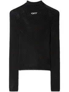 Топ рыхлой вязки с высоким воротником и логотипом OFF-WHITE, черный