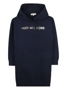 Платье с капюшоном и логотипом Michael Kors Kids, синий