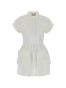 Мини-платье с украшением в виде логотипа Miu Miu, бежевый