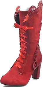 Викторианские ботинки для женщин с винтажными бантиками и оборками, готические и панк-ботинки, костюмные шнуровки, ретро-бойковые ботинки 70-х, повседневные ботильоны на среднем каблуке, осенне-зимние, хэллоуинские, для косплея, обувь ведьмы Generic, Red