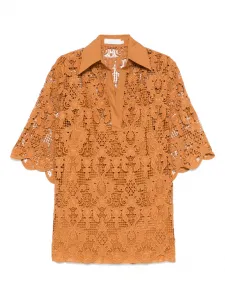 Блузка с вышивкой ZIMMERMANN, коричневый