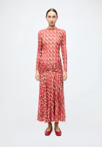 Платье-Макси из сетчатой ткани с принтом lea Bardot, Red Spot