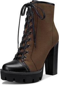 Женские ботильоны Castamere на высоком каблуке-платформе с шнуровкой, массивным каблуком, молнией и круглым носком, каблук 12 см, Dark Brown