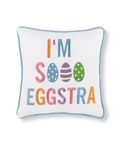 Маленькая декоративная подушка с вышивкой Eggstra на весеннюю пасхальную тематику, 10 x 10 дюймов C&F Home, white